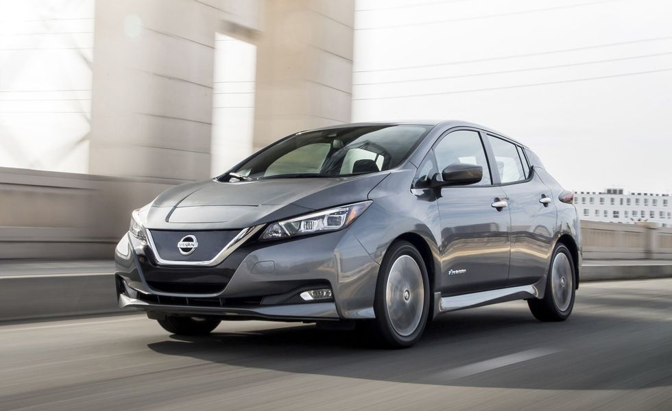 Nissan Leaf on road.