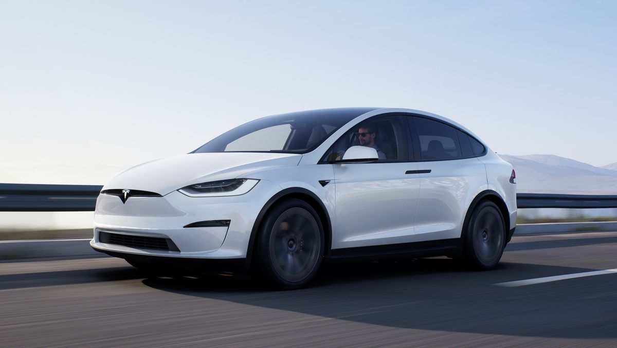 Tesla Model X on road.